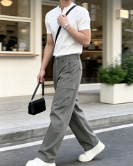 Men Henley Collar Short Sleeve T-Shirt