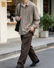 Men Loose Draped Long Sleeve Shirt