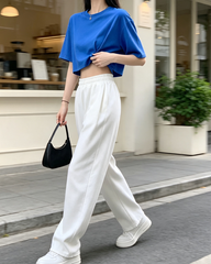 Women Loose Cropped Short Sleeve T-Shirt