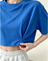 Women Loose Cropped Short Sleeve T-Shirt