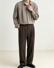 Men Loose Draped Long Sleeve Shirt