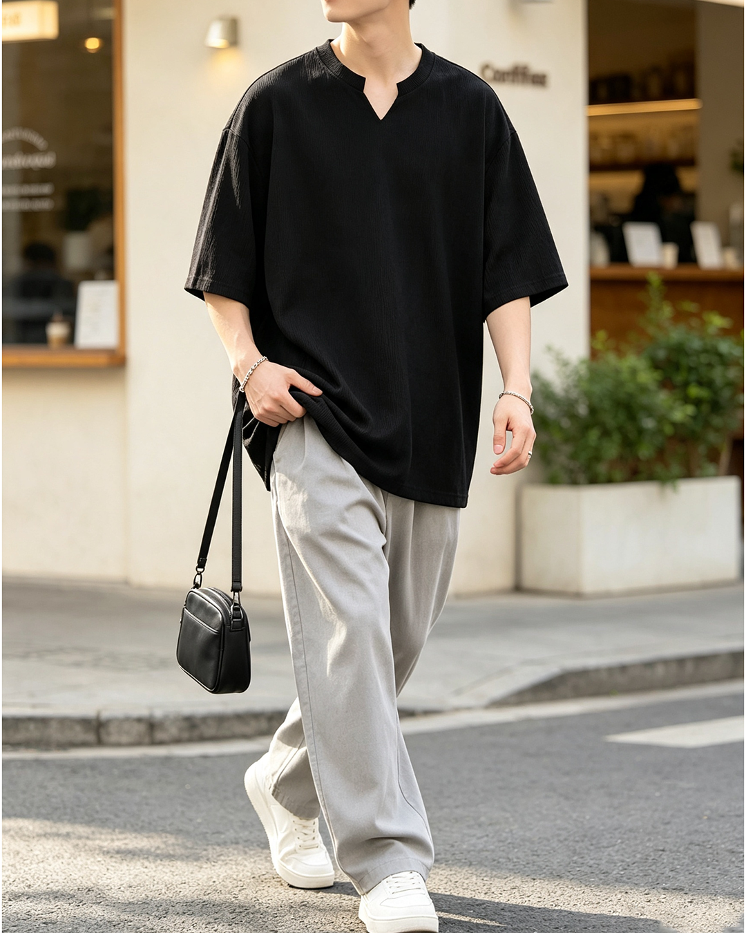 Men V Neck Cool Short Sleeve T-Shirt