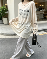 Women Letter Heart Print Long Sleeve Sun Protection Top